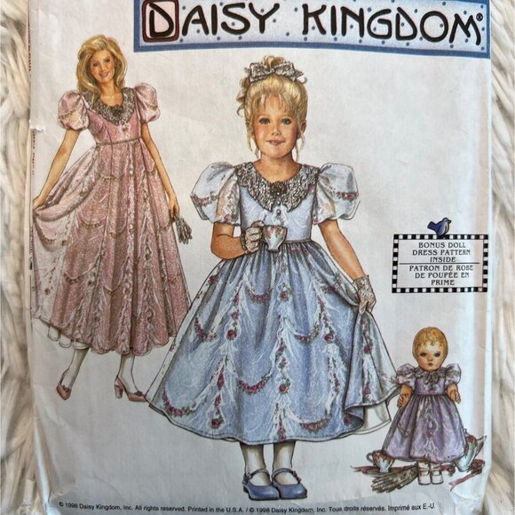 Daisy Kingdom Simplicity Sewing Pattern Dress + 18 In Doll Patterns‎ 8144 1988 - Picture 2 of 7